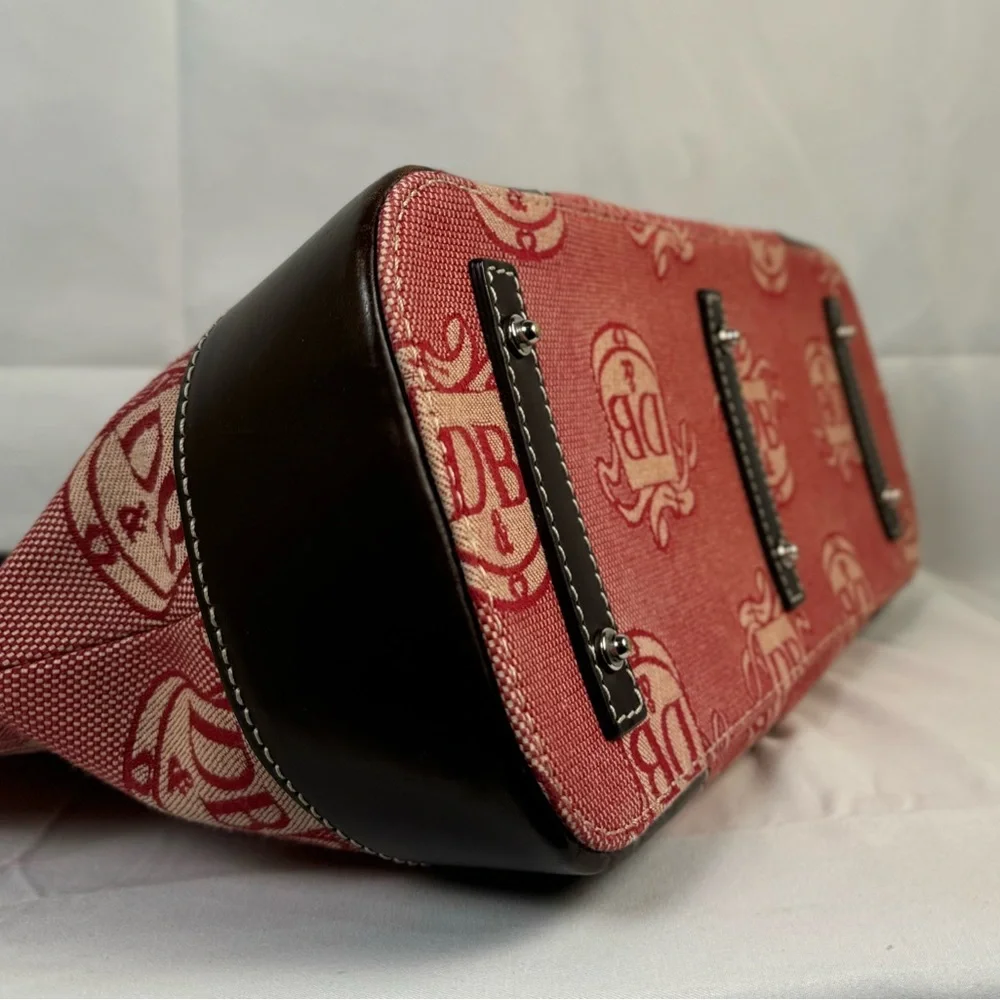 Dooney &‎ Bourke Red and Cream Donegal Crest Domed Satchel